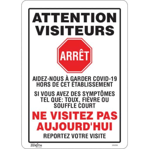 Do not visit today COVID signs in french Canada