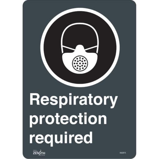 Raspiratory protection required sign in English