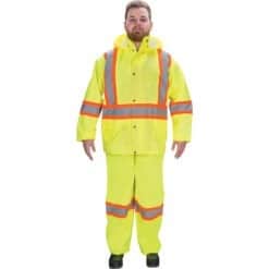 PPE and yellow rain suit
