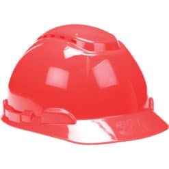 Vented red Hardhat with Uvicator Sensor Ratchet Suspension